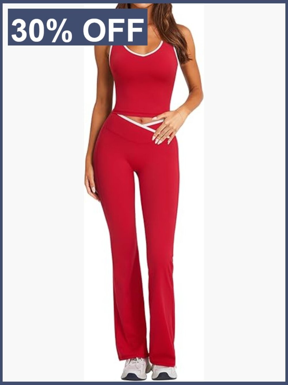 Women's 2 Piece Workout Set Flare Leggings Crop Tank Top